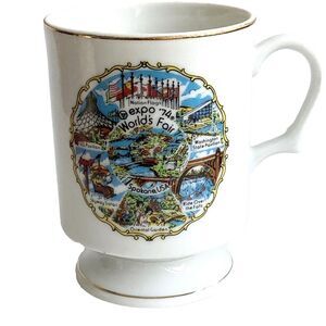 Vintage EXPO 74 World's Worlds Fair USA Coffee Cup Mug Spokane Washington 1974